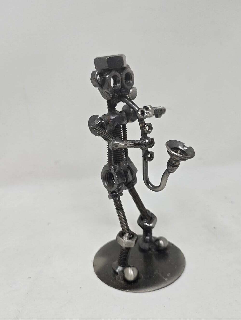 Nut Screws Bolts Figurine Metal Saxophone Player Music Folk Art Vintage 80s 90s